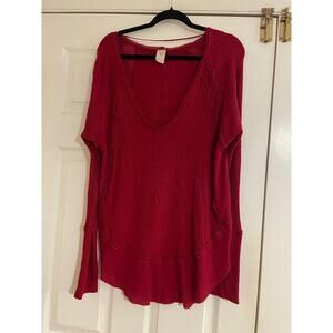 We the Free flowy boho deep V-neck long sleeve top size medium